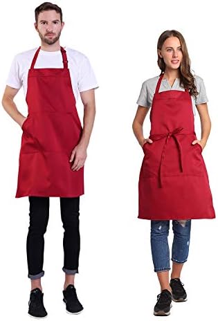 BIGHAS Adjustable Bib Apron with Long Ties for Women Men 18 Colors Chef Kitchen Cooking - Image 2