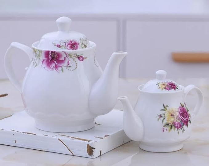 123Arts Teapot, Flower Teapot, Ceramic Tea Pot, Tea Pot for Home Office, 26oz,800ml