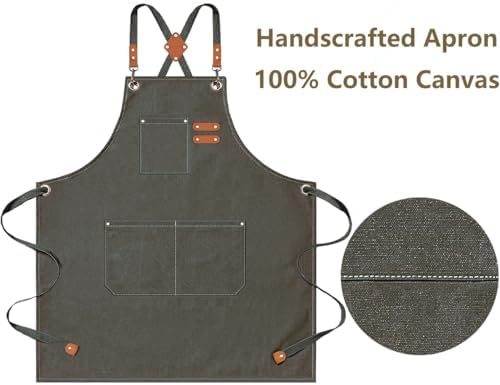 AFUN Aprons for Men Women with Large Pockets, 16-Ounce Cotton Canvas Cross Back Apron - Image 5