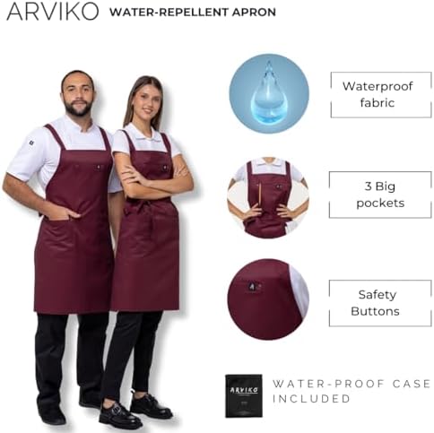 Aquasafe Water-Repellent Cross-Back Bib Apron - Unisex One Size - Image 3