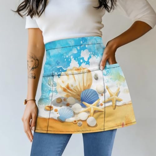 Server Apron with 3 Pockets 13 Inch Short Half Waist Aprons Waterproof Cooking Aprons for Women Men - Image 2