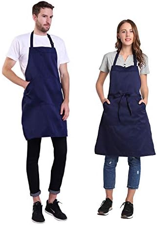 BIGHAS Adjustable Bib Apron with Long Ties for Women Men 18 Colors Chef Kitchen Cooking - Image 2