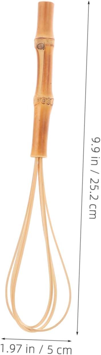 ABOOFAN Bamboo Egg Whisk Ergonomic Handle Manual Multi-use Kitchen Mixer for Eggs Cream and Dough Baking Tool for Home Chefs and Bakeries