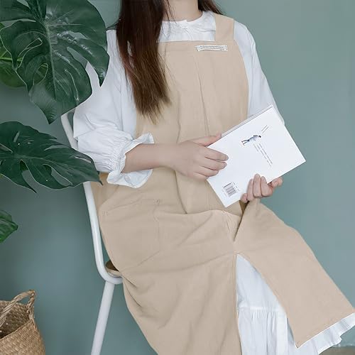 HANEE Cotton Aprons for Women and Men | Cross-Back Apron with Pockets - Image 5