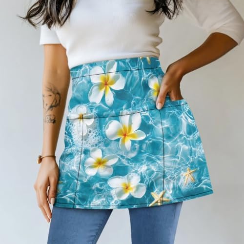 Server Apron with 3 Pockets 13 Inch Short Half Waist Aprons Waterproof Cooking Aprons for Women Men - Image 2