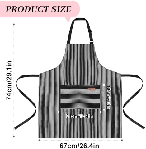 2Pack Adjustable Kitchen Apron for Women Men with 2 Pockets，Cotton-Polyester Blend Bib Aprons for Cooking,Baking - Image 2
