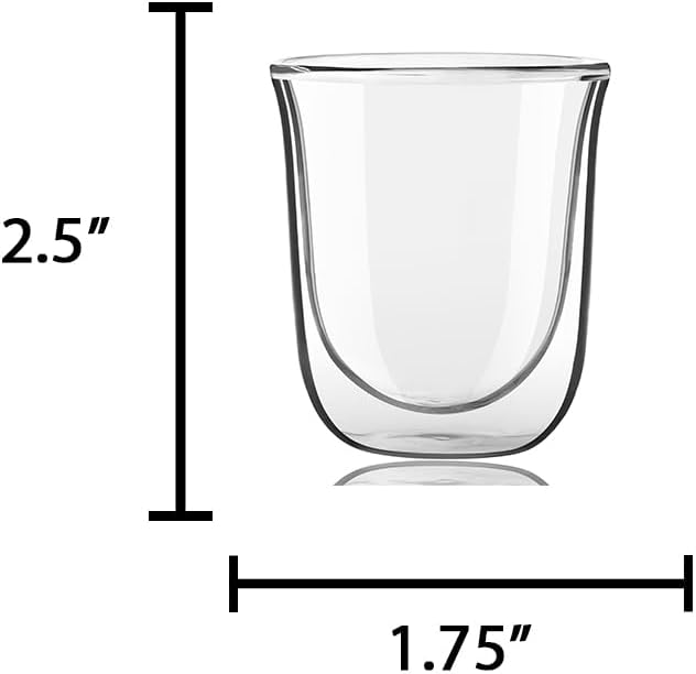 JoyJolt Javaah Double Walled Espresso Glasses Espresso Cups Set of 2 | 2-Ounces