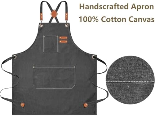 AFUN Aprons for Men Women with Large Pockets, 16-Ounce Cotton Canvas Cross Back Apron - Image 5