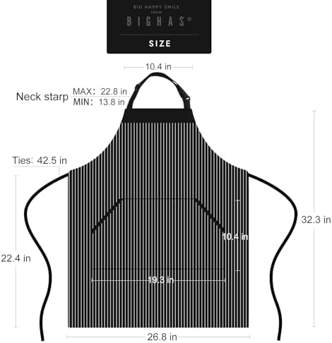 BIGHAS Adjustable Bib Apron with Long Ties for Women Men 18 Colors Chef Kitchen Cooking - Image 6
