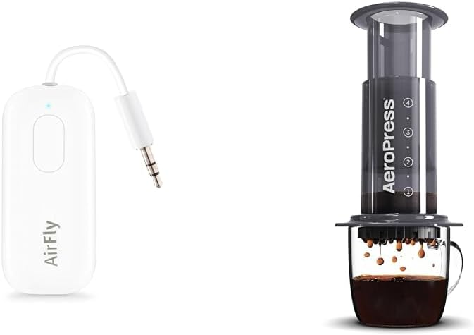 Twelve South AirFly Pro Bluetooth Wireless Audio Transmitter/Receiver & Aeropress Original Coffee and Espresso Maker, Barista Level Portable Coffee Maker with Chamber