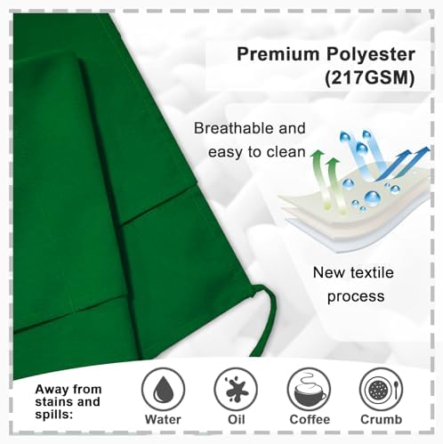 PLOYMONO 3P Green Server Apron with 3 Pockets, Short Waist Waitress Apron | Polyester Short Waiter Apron with 3 Deep Pockets, Great for Restaurant Servers, Bartenders, Hosts, Baristas - Image 3
