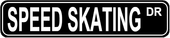 Black Decorative Metal Sign - 16x6 inch Speed Skating Fan Gift, Vintage Tin Sign for Skaters and Decor Enthusiasts by Unknown