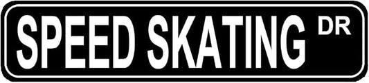 Black Decorative Metal Sign - 16x6 inch Speed Skating Fan Gift, Vintage Tin Sign for Skaters and Decor Enthusiasts by Unknown