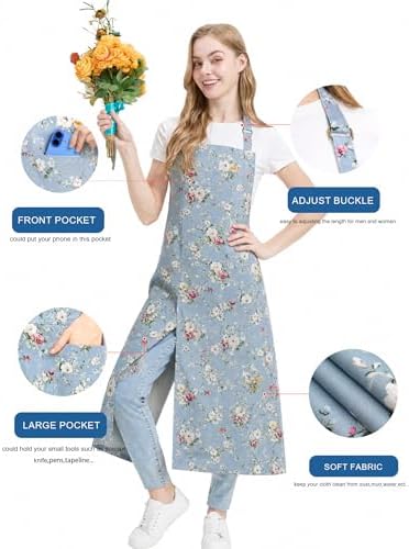Molaxhome Split Pottery Apron with 3 Pockets Unisex with Adjustable Strap | Cotton Blend,Kitchen Apron,for Ceramics,Gardening,Kitchen Cooking - Image 4