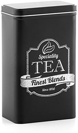 Out of the Blue Set Of 3 Black Rectangular Tin Finest Selection Coffee Tea Sugar, Alloy, 9x11x19 cm