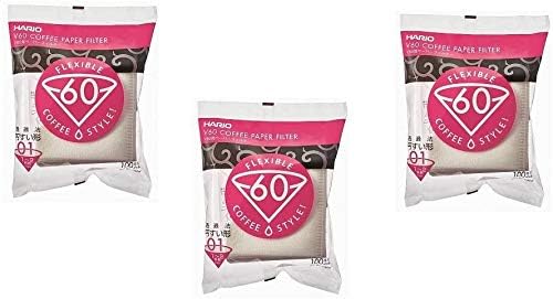 Hario 01 100-Count Coffee White Paper Filters, 3-Pack Set (Total of 300 Sheets) (Japan import) by Hario