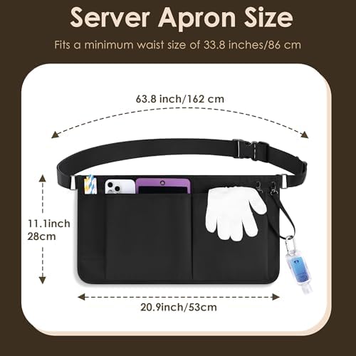 Likesing Server Apron, Serving Apron with Pockets for Waitress, Waiter Waist Tool Pouch Bag with 59'' Adjustable Belt - Image 2