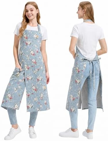 Molaxhome Split Pottery Apron with 3 Pockets Unisex with Adjustable Strap | Cotton Blend,Kitchen Apron,for Ceramics,Gardening,Kitchen Cooking by Molaxhome