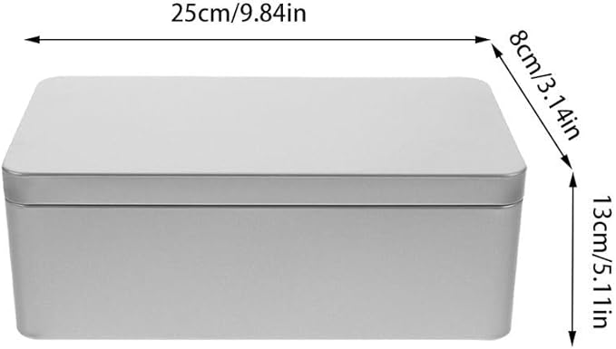 Rectangular Tinplate Tea Box with Lid 9.25 Inch Metal Storage Container for Loose Leaf Tea Bags Kitchen Organization and Wedding Candy Storage