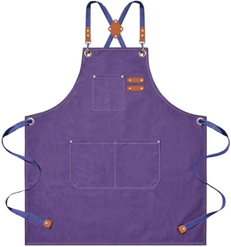 AFUN Aprons for Men Women with Large Pockets, 16-Ounce Cotton Canvas Cross Back Apron by BringYouaFun