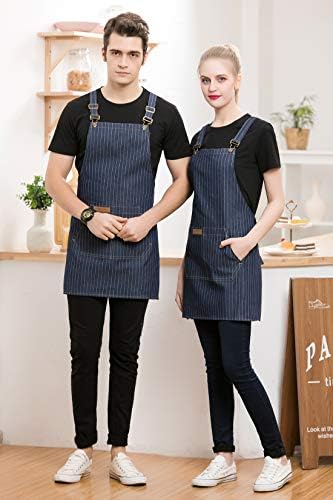 Denim Cross-Back Chef Bib Apron with Pockets for Men and Women - Image 5