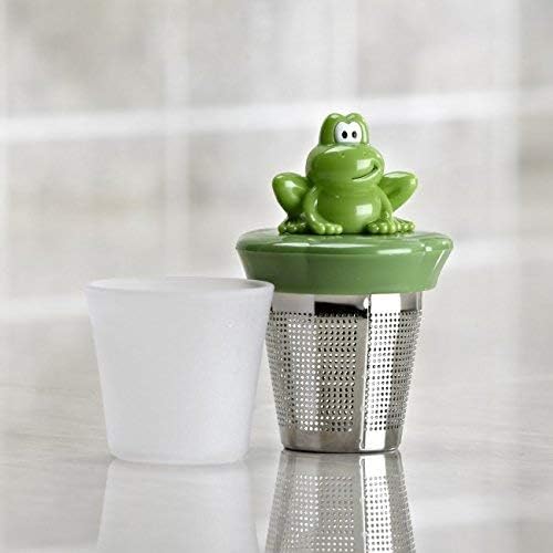 Joie Ribbit Floating Tea Cup Infuser, Steep and Strain Loose Leaf Tea, Securely Floats on Water in Mug, Cute Frog Design, Stainless Steel, BPA-Free