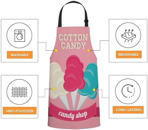 Cotton Candy Kitchen Apron for Women Men, Unisex Adjustable Cooking Apron, Waterproof Apron for Home Kitchen, Restaurant, Coffee House - Image 4