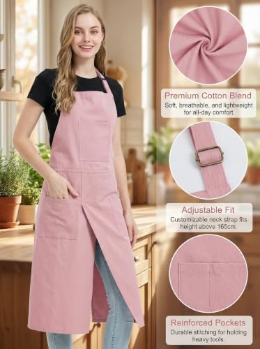 Molaxhome Split Pottery Apron with 3 Pockets Unisex with Adjustable Strap | Cotton Blend,Kitchen Apron,for Ceramics,Gardening,Kitchen Cooking - Image 4