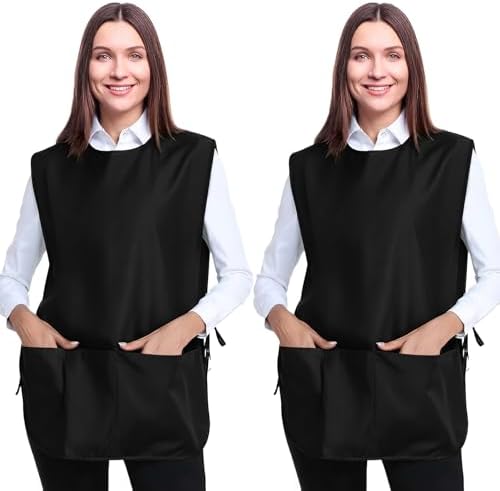 BOHARERS 2 Piece Smock Cobbler Apron for Women men-with Side Ties and 3 Pockets for Chef kitchen,Cleaning,Hairstylist by BOHARERS