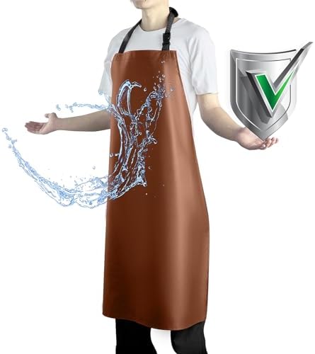 Waterproof Apron with Comfortable Adjustable Bib Rubber Vinyl Dishwasher Heavy Duty Apron for Men Women Dishwashing by Vammcht