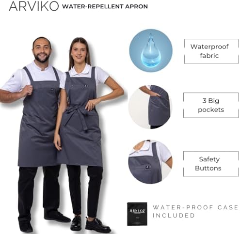 Aquasafe Water-Repellent Cross-Back Bib Apron - Unisex One Size - Image 3