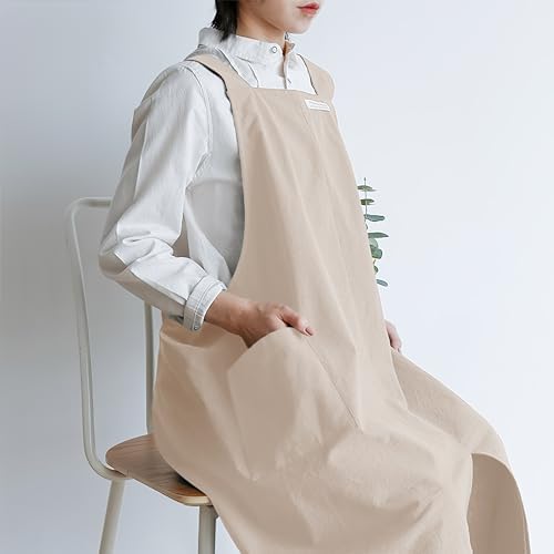 HANEE Cotton Aprons for Women and Men | Cross-Back Apron with Pockets - Image 6