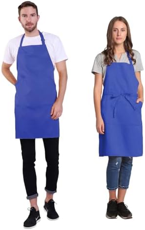 BIGHAS Adjustable Bib Apron with Long Ties for Women Men 18 Colors Chef Kitchen Cooking - Image 2