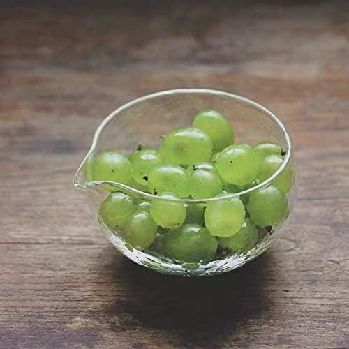 Textured Glass Matcha Bowl With Pouring Spout - Handmade Japanese Style Matcha Green Tea Ceremony Chawan 400ml 13.5 oz Big Glass Salad Porridge Juice Bowl Cup