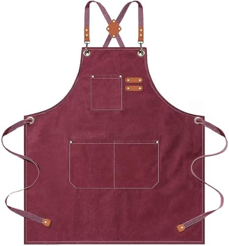 AFUN Aprons for Men Women with Large Pockets, 16-Ounce Cotton Canvas Cross Back Apron by BringYouaFun