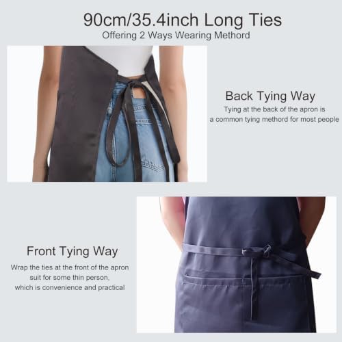 Kitchen Bib Chef Apron for Women Men with Pockets | Waterproof, Large Pockets, Adjustable Neck Strap, For Cooking, Painting, Pottery, Ceramics - Image 4