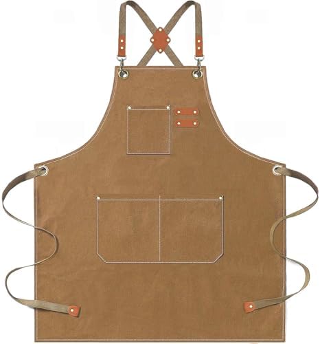 AFUN Aprons for Men Women with Large Pockets, 16-Ounce Cotton Canvas Cross Back Apron by BringYouaFun