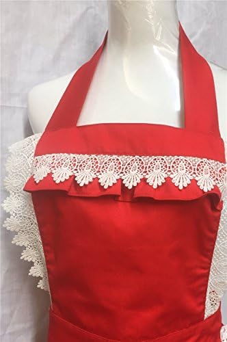 Hyzrz Lovely Home Work Adjustable Apron Shop Cake Kitchen Cooking Aprons for Women Girls with Pocket for Gift,Red - Image 3