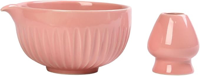 Matcha Bowl 2-Piece Traditional Ceramic Tea Bowls Matcha bowl with spout Classic Design Suitable for Daily Use & Tea Ceremony