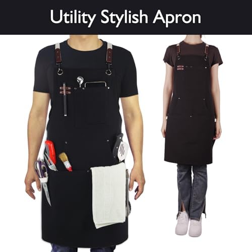 Kitchen Apron, Work Apron, Canvas, Multiple Pockets, Gardening, Painting, BBQ, Artist, Carpenter, Sizes M to XXL, Black | Multiple Pockets, Gardening, Painting, BBQ, Artist, Carpenter, Sizes M to XXL - Image 2