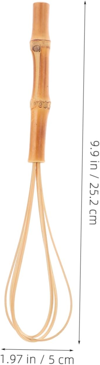 Manual Egg Beater Bamboo Handle Multipurpose Kitchen Whisk for Egg Dough Flour Comfortable to Hold Dishwasher Safe