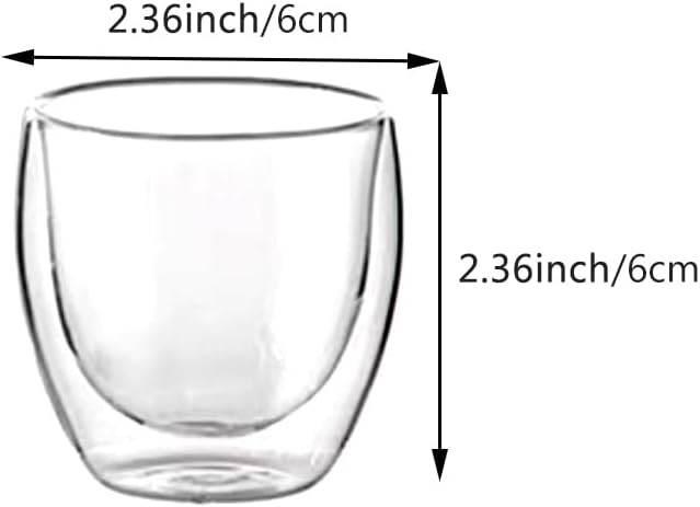iayokocc Double Walled Espresso Cups Set of 6, 2.7oz Clear Expresso Coffee Mugs, Glass Espresso Shot Cup Set, Double Wall Glasses for Latte Cappuccino Cocoa Milk Cafe Juice Tea, 80ML
