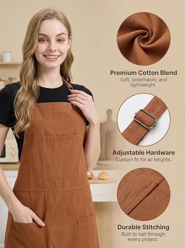 Molaxhome Split Pottery Apron with 3 Pockets Unisex with Adjustable Strap | Cotton Blend,Kitchen Apron,for Ceramics,Gardening,Kitchen Cooking - Image 4