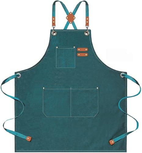 AFUN Aprons for Men Women with Large Pockets, 16-Ounce Cotton Canvas Cross Back Apron by BringYouaFun