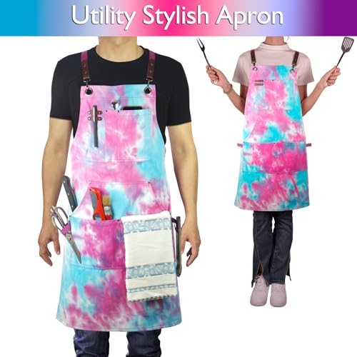 Kitchen Apron, Work Apron, Canvas Apron, Phantom Blue | Multiple Pockets, Gardening, Painting, BBQ, Carpenter, Sizes M to XXL - Image 2