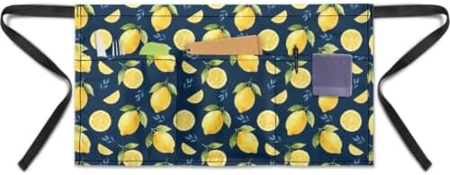 Server Apron with 3 Pockets 13 Inch Short Half Waist Aprons Waterproof Cooking Aprons for Women Men by Unknown