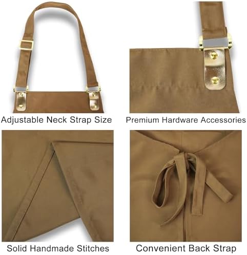 Barista Tools Apron for Women Hairstylists Servers Waterproof Canvas Kitchen Apron with 3 Pockets for Cooking Gardening - Image 4