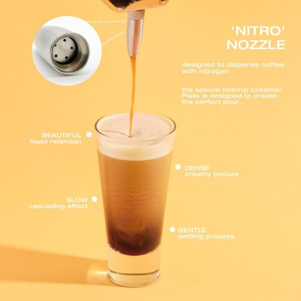 Premium 1L Nitro Coffee Maker, Aluminum Nitro Cold Brew Coffee Maker with Special Nitro Diffuser Nozzle & Cold Brew Pitcher for Making Nitro Cold Brew, 1 Quart/1L