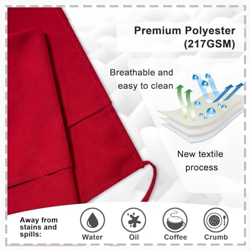 PLOYMONO 12P Red Server Apron with 3 Pockets, Short Waist Waitress Apron | Polyester Short Waiter Apron with 3 Deep Pockets, Great for Restaurant Servers, Bartenders, Hosts, Baristas - Image 3