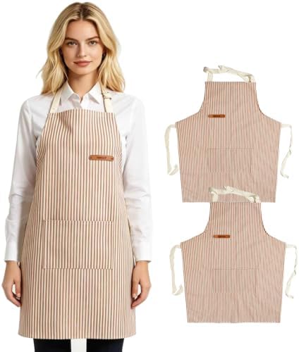 Professional Unisex Chef Apron – Cross-Back, Large Pockets, Water-Resistant Cotton Canvas by KAQJWL